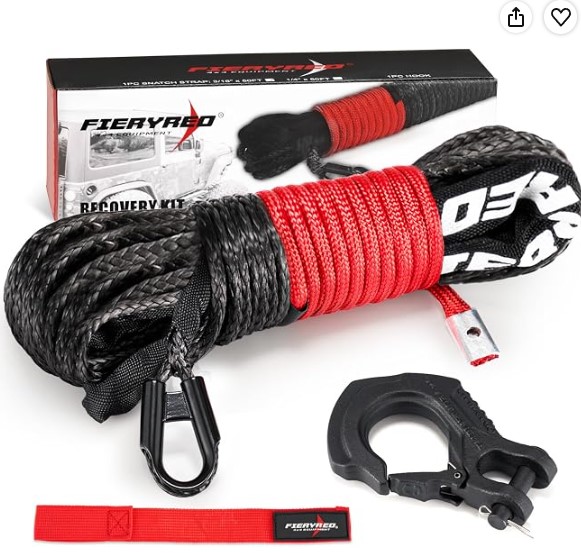FIERYRED Synthetic Winch Rope Kit